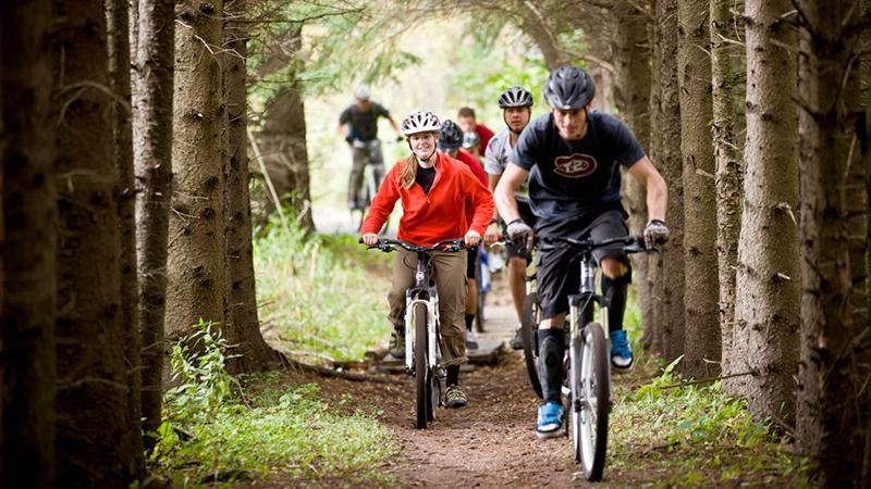 Biking on trail